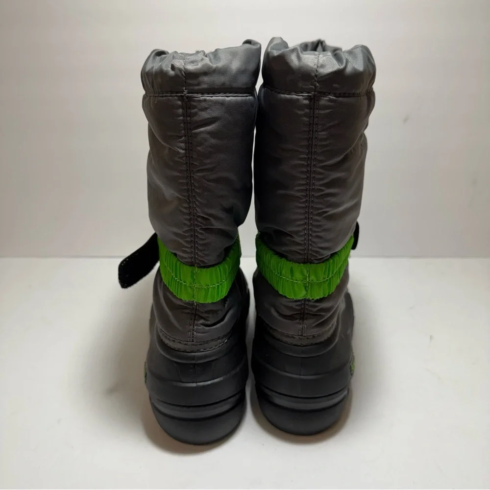 Sorel Flurry Grey Green Waterproof Felt Lined Lug Sole Snow Boots Big Boy Sz 5
